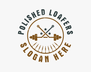 Hipster Workout Barbell logo design