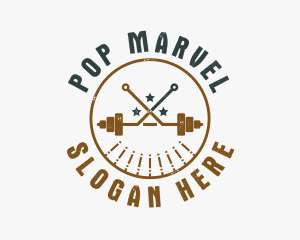 Hipster Workout Barbell logo design