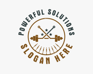 Hipster Workout Barbell logo design