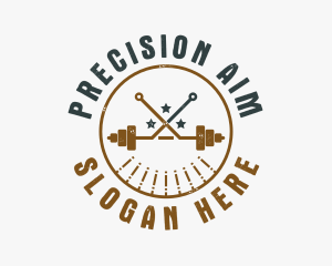 Hipster Workout Barbell logo design