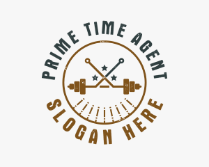 Hipster Workout Barbell logo design