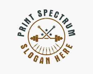 Hipster Workout Barbell logo design