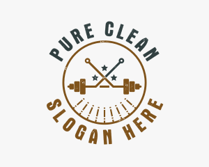 Hipster Workout Barbell logo design