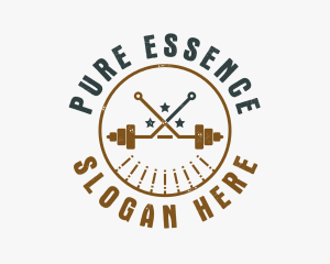 Hipster Workout Barbell logo design