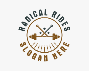 Hipster Workout Barbell logo design