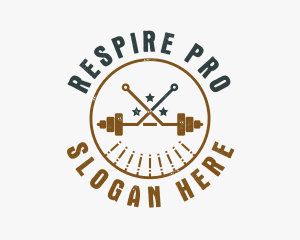 Hipster Workout Barbell logo design