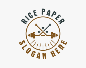 Hipster Workout Barbell logo design