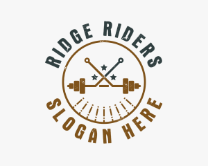 Hipster Workout Barbell logo design