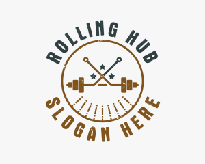 Hipster Workout Barbell logo design