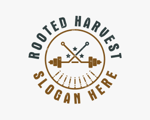 Hipster Workout Barbell logo design