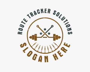 Hipster Workout Barbell logo design