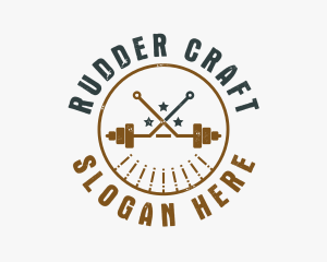 Hipster Workout Barbell logo design