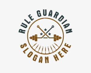 Hipster Workout Barbell logo design