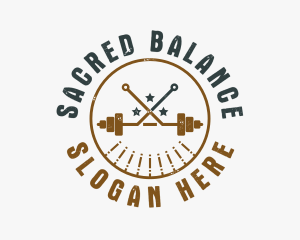 Hipster Workout Barbell logo design