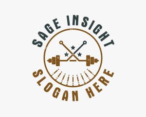 Hipster Workout Barbell logo design