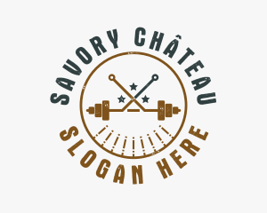 Hipster Workout Barbell logo design