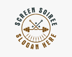 Hipster Workout Barbell logo design