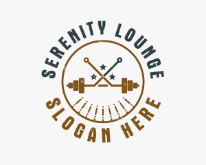 Hipster Workout Barbell logo design