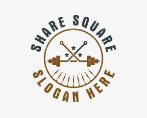 Hipster Workout Barbell logo design