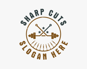 Hipster Workout Barbell logo design