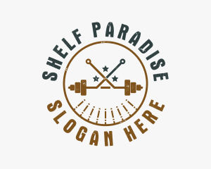 Hipster Workout Barbell logo design