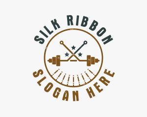 Hipster Workout Barbell logo design