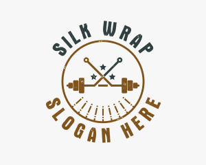 Hipster Workout Barbell logo design