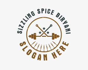 Hipster Workout Barbell logo design