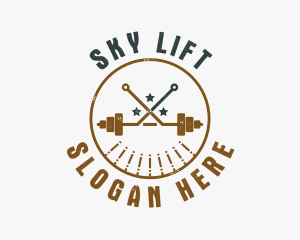 Hipster Workout Barbell logo design