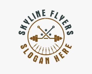 Hipster Workout Barbell logo design