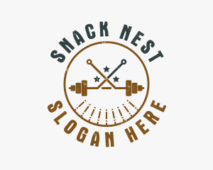 Hipster Workout Barbell logo design