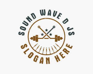 Hipster Workout Barbell logo design