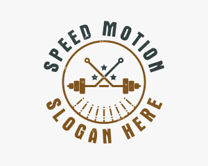 Hipster Workout Barbell logo design