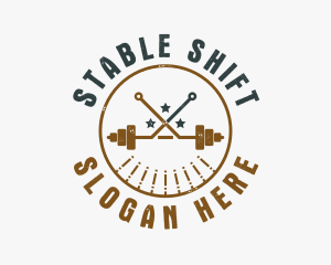 Hipster Workout Barbell logo design