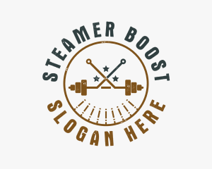 Hipster Workout Barbell logo design