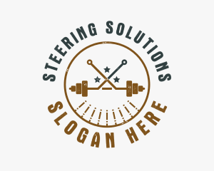 Hipster Workout Barbell logo design