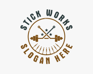 Hipster Workout Barbell logo design