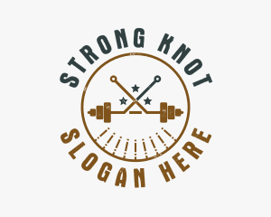 Hipster Workout Barbell logo design