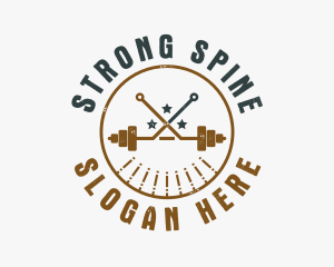 Hipster Workout Barbell logo design