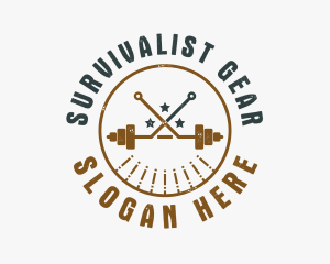 Hipster Workout Barbell logo design