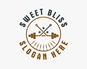 Hipster Workout Barbell logo design