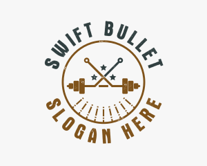 Hipster Workout Barbell logo design