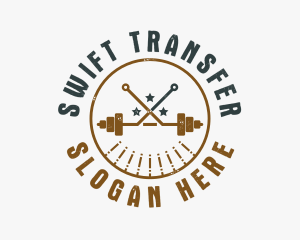 Hipster Workout Barbell logo design