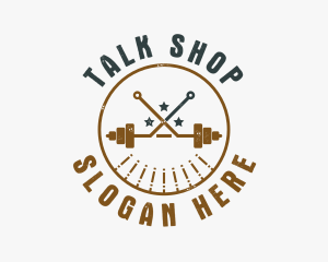 Hipster Workout Barbell logo design