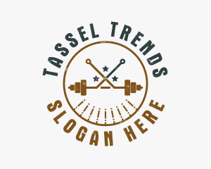 Hipster Workout Barbell logo design