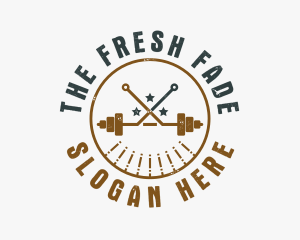 Hipster Workout Barbell logo design