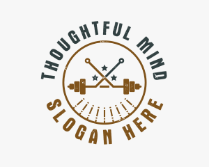 Hipster Workout Barbell logo design