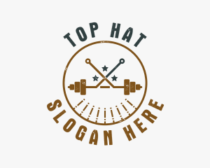 Hipster Workout Barbell logo design