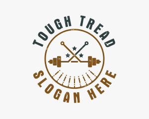 Hipster Workout Barbell logo design