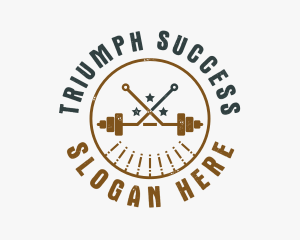 Hipster Workout Barbell logo design